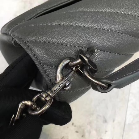 YSL Classic Monogramme Grey Leather Flap Bag Y392737 Silver YSL Classic Monogramme Grey Leather Flap Bag Y392737 Silver