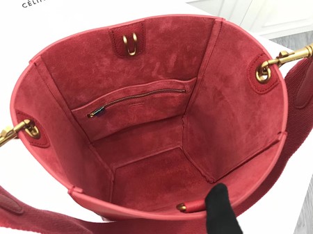 CELINE Sangle Seau Bag in Suede Leather C3371S Red CELINE Sangle Seau Bag in Suede Leather C3371S Red