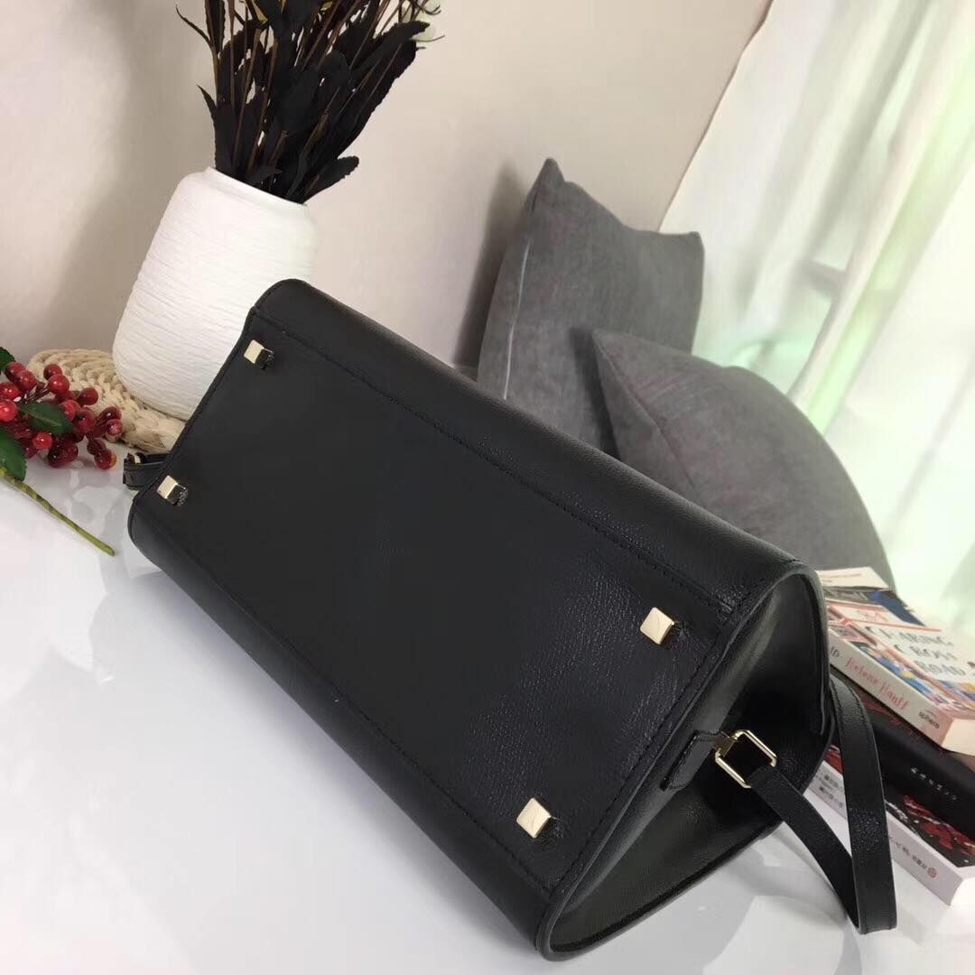 Valextra Calfskin Leather Shoulder Bag 408645 Black Valextra Calfskin Leather Shoulder Bag 408645 Black