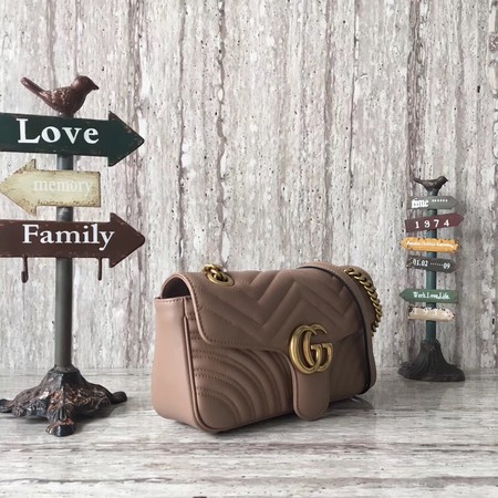 Gucci GG Marmont Matelasse Leather Shoulder Bag 443497 Apricot Gucci GG Marmont Matelasse Leather Shoulder Bag 443497 Apricot