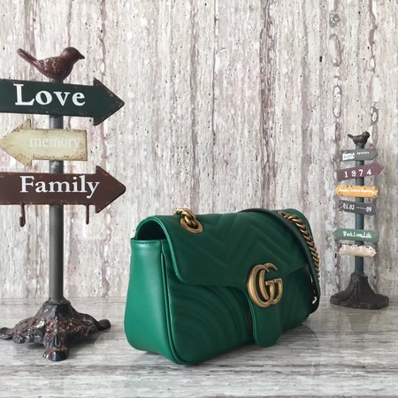 Gucci GG Marmont Matelasse Leather Shoulder Bag 443497 Green Gucci GG Marmont Matelasse Leather Shoulder Bag 443497 Green