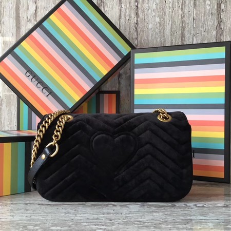 Gucci GG Marmont Chevron Velvet Shoulder Bag 443497 Black Gucci GG Marmont Chevron Velvet Shoulder Bag 443497 Black