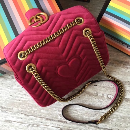 Gucci GG Marmont Chevron Velvet Shoulder Bag 443497 Rose Gucci GG Marmont Chevron Velvet Shoulder Bag 443497 Rose