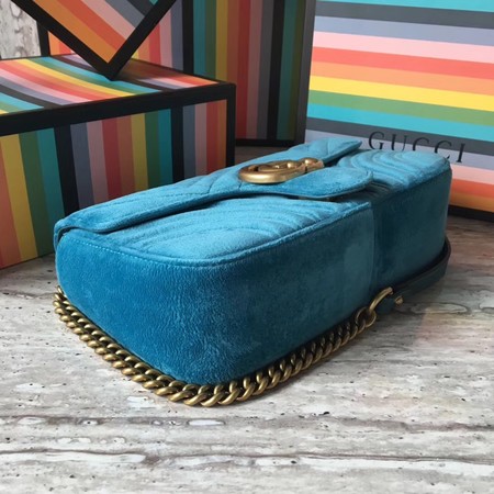 Gucci GG Marmont Chevron Velvet Shoulder Bag 443497 SkyBlue Gucci GG Marmont Chevron Velvet Shoulder Bag 443497 SkyBlue
