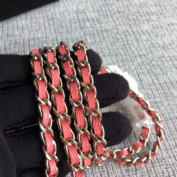 Chanel WOC Flap Shoulder Bag Peach Calfskin Leather A33814 Silver Chanel WOC Flap Shoulder Bag Peach Calfskin Leather A33814 Silver