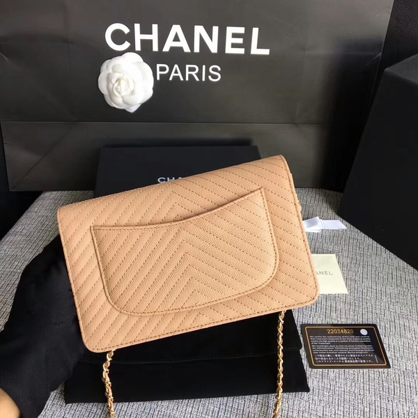 Chanel WOC Flap Shoulder Bag Camel Calfskin Leather A33814 Gold Chanel WOC Flap Shoulder Bag Camel Calfskin Leather A33814 Gold
