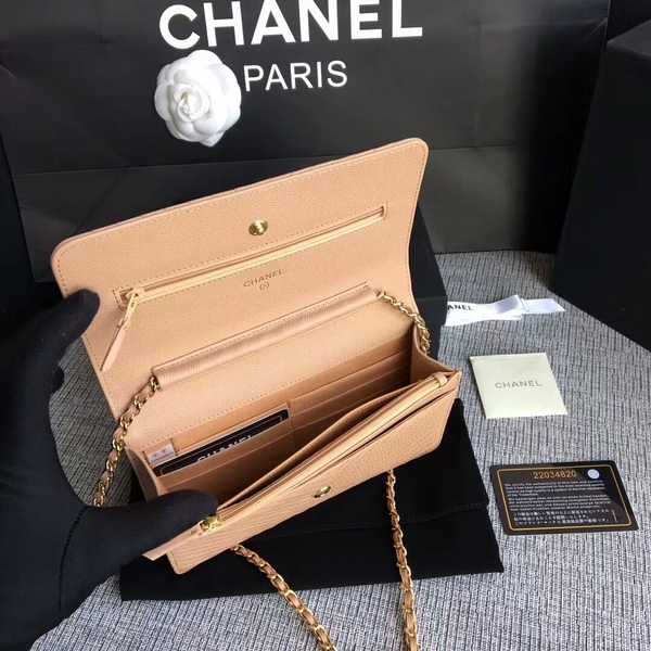 Chanel WOC Flap Shoulder Bag Camel Calfskin Leather A33814 Gold Chanel WOC Flap Shoulder Bag Camel Calfskin Leather A33814 Gold