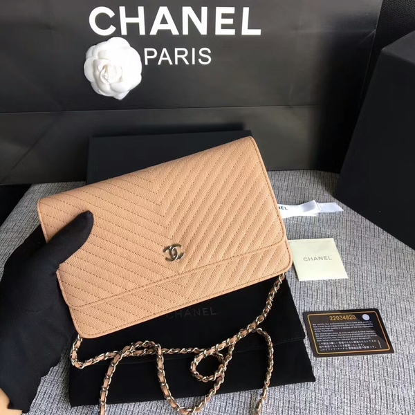 Chanel WOC Flap Shoulder Bag Camel Calfskin Leather A33814 Silver Chanel WOC Flap Shoulder Bag Camel Calfskin Leather A33814 Silver