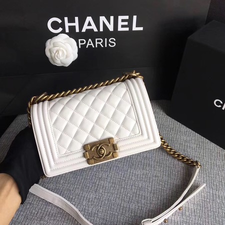 Boy Chanel Flap Shoulder Bag Sheepskin Leather A67085 White Boy Chanel Flap Shoulder Bag Sheepskin Leather A67085 White