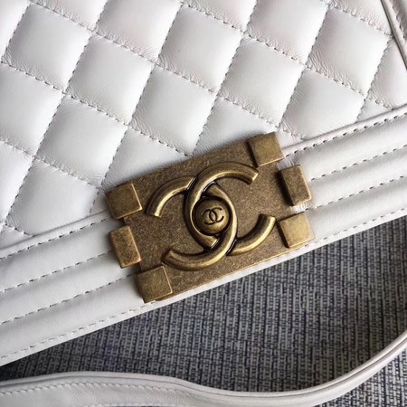 Boy Chanel Flap Shoulder Bag Sheepskin Leather A67085 White Boy Chanel Flap Shoulder Bag Sheepskin Leather A67085 White