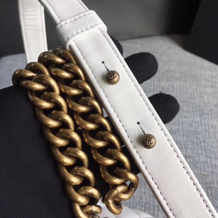 Boy Chanel Flap Shoulder Bag Sheepskin Leather A67085 White Boy Chanel Flap Shoulder Bag Sheepskin Leather A67085 White