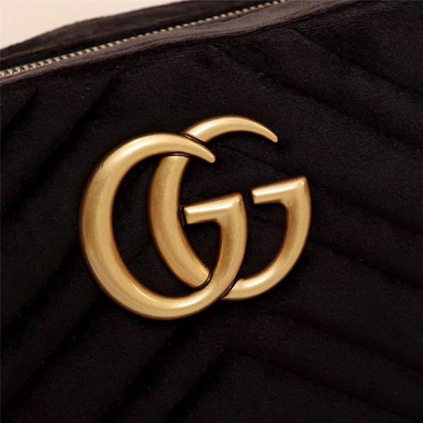 Gucci GG Marmont Matelasse Velvet Shoulder Bag 447632 Black Gucci GG Marmont Matelasse Velvet Shoulder Bag 447632 Black
