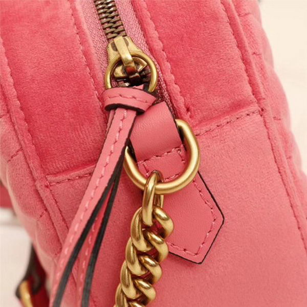 Gucci GG Marmont Matelasse Velvet Shoulder Bag 447632 Pink Gucci GG Marmont Matelasse Velvet Shoulder Bag 447632 Pink