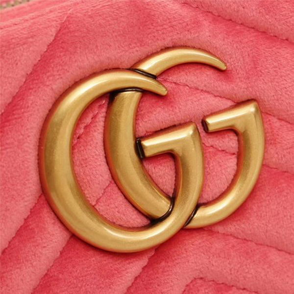 Gucci GG Marmont Matelasse Velvet Shoulder Bag 447632 Pink Gucci GG Marmont Matelasse Velvet Shoulder Bag 447632 Pink