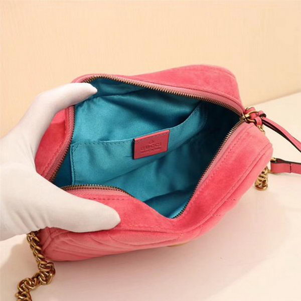 Gucci GG Marmont Matelasse Velvet Shoulder Bag 447632 Pink Gucci GG Marmont Matelasse Velvet Shoulder Bag 447632 Pink