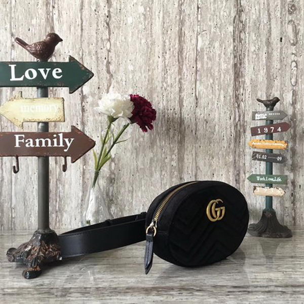Gucci GG Marmont Velvet Belt Bag 476434 Black Gucci GG Marmont Velvet Belt Bag 476434 Black