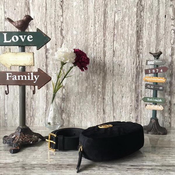 Gucci GG Marmont Velvet Belt Bag 476434 Black Gucci GG Marmont Velvet Belt Bag 476434 Black