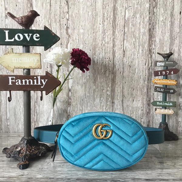 Gucci GG Marmont Velvet Belt Bag 476434 Blue Gucci GG Marmont Velvet Belt Bag 476434 Blue