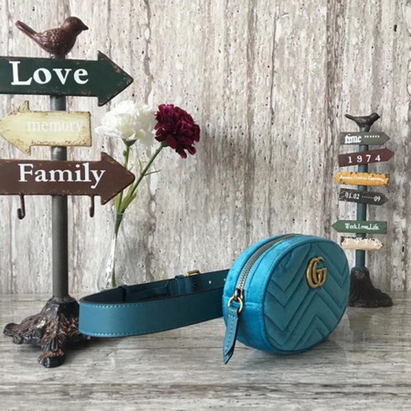 Gucci GG Marmont Velvet Belt Bag 476434 Blue Gucci GG Marmont Velvet Belt Bag 476434 Blue
