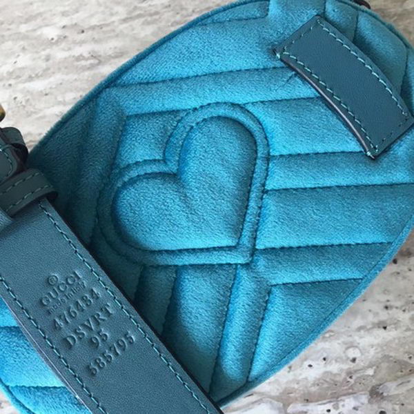 Gucci GG Marmont Velvet Belt Bag 476434 Blue Gucci GG Marmont Velvet Belt Bag 476434 Blue