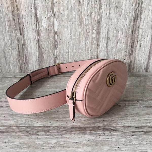 Gucci GG Marmont Leather Belt Bag 476434 Pink Gucci GG Marmont Leather Belt Bag 476434 Pink