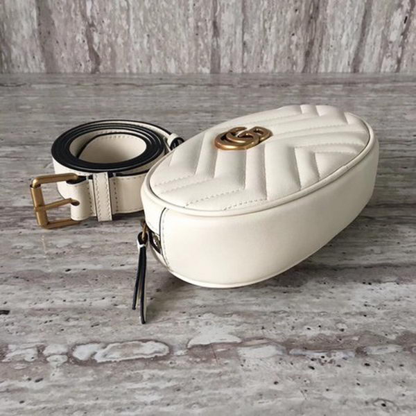 Gucci GG Marmont Leather Belt Bag 476434 White Gucci GG Marmont Leather Belt Bag 476434 White