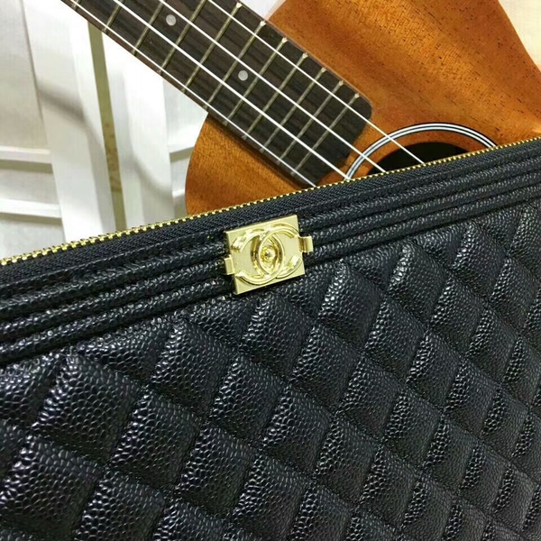 Chanel Clutch Bag Black Caviar Leather 7010 Gold Chanel Clutch Bag Black Caviar Leather 7010 Gold