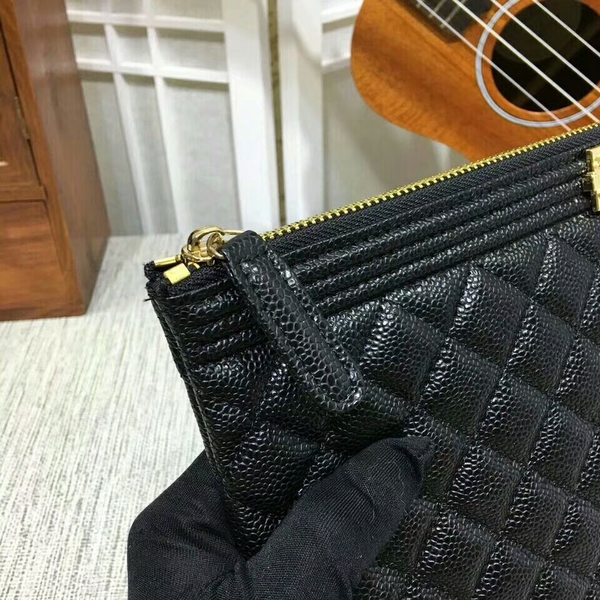 Chanel Clutch Bag Black Caviar Leather 7010 Gold Chanel Clutch Bag Black Caviar Leather 7010 Gold