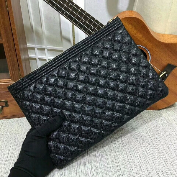 Chanel Clutch Bag Black Caviar Leather 7010 Gold Chanel Clutch Bag Black Caviar Leather 7010 Gold