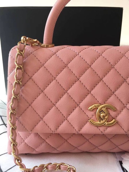 Chanel Classic Top Handle Bag Pink Original Leather A92292 Gold Chanel Classic Top Handle Bag Pink Original Leather A92292 Gold