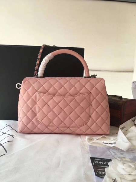 Chanel Classic Top Handle Bag Pink Original Leather A92292 Silver Chanel Classic Top Handle Bag Pink Original Leather A92292 Silver