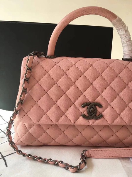 Chanel Classic Top Handle Bag Pink Original Leather A92292 Silver Chanel Classic Top Handle Bag Pink Original Leather A92292 Silver