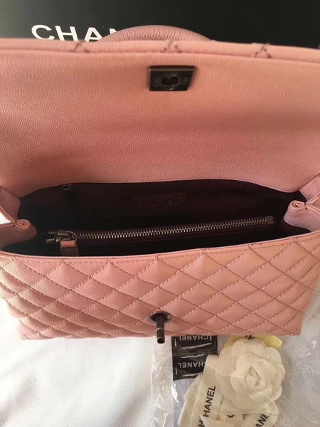 Chanel Classic Top Handle Bag Pink Original Leather A92292 Silver Chanel Classic Top Handle Bag Pink Original Leather A92292 Silver