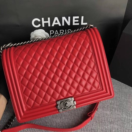 Boy Chanel Flap Shoulder Bag Red Original Sheepskin Leather A67087 Silver Boy Chanel Flap Shoulder Bag Red Original Sheepskin Leather A67087 Silver