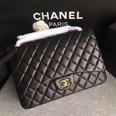 Chanel Maxi Quilted Classic Flap Bag Black Sheepskin Leather A58601 Gold Chanel Maxi Quilted Classic Flap Bag Black Sheepskin Leather A58601 Gold