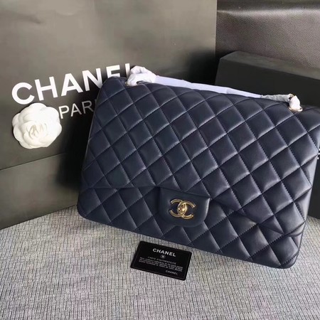 Chanel Maxi Quilted Classic Flap Bag Blue Sheepskin Leather A58601 Gold Chanel Maxi Quilted Classic Flap Bag Blue Sheepskin Leather A58601 Gold