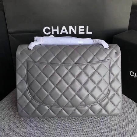 Chanel Maxi Quilted Classic Flap Bag Grey Sheepskin Leather A58601 Silver Chanel Maxi Quilted Classic Flap Bag Grey Sheepskin Leather A58601 Silver
