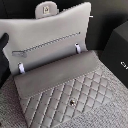 Chanel Maxi Quilted Classic Flap Bag Grey Sheepskin Leather A58601 Silver Chanel Maxi Quilted Classic Flap Bag Grey Sheepskin Leather A58601 Silver