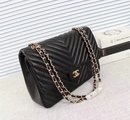 Chanel Maxi Classic Flap Bag Black Chevron Sheepskin Leather A58601 Gold Chanel Maxi Classic Flap Bag Black Chevron Sheepskin Leather A58601 Gold