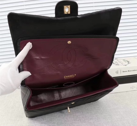 Chanel Maxi Classic Flap Bag Black Chevron Sheepskin Leather A58601 Gold Chanel Maxi Classic Flap Bag Black Chevron Sheepskin Leather A58601 Gold