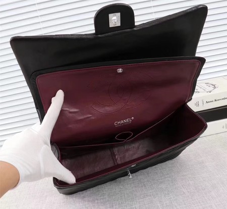 Chanel Maxi Classic Flap Bag Black Chevron Sheepskin Leather A58601 Silver Chanel Maxi Classic Flap Bag Black Chevron Sheepskin Leather A58601 Silver