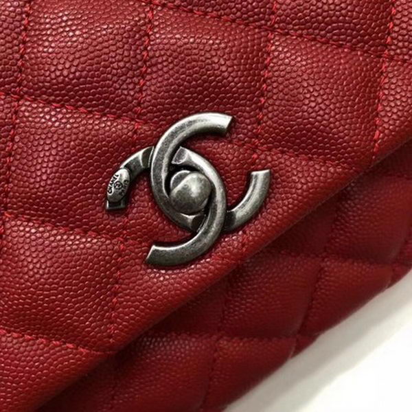 Chanel Classic Top Handle Bag Red Cannage Pattern A92290 Silver Chanel Classic Top Handle Bag Red Cannage Pattern A92290 Silver