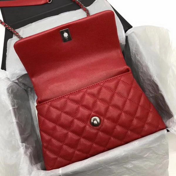 Chanel Classic Top Handle Bag Red Cannage Pattern A92290 Silver Chanel Classic Top Handle Bag Red Cannage Pattern A92290 Silver