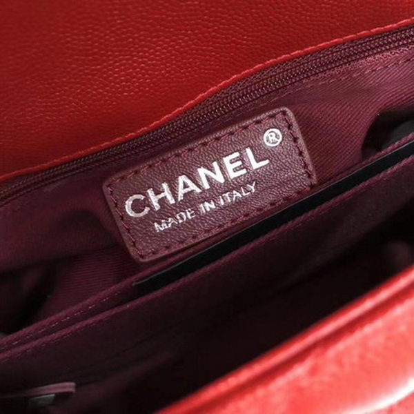 Chanel Classic Top Handle Bag Red Cannage Pattern A92290 Silver Chanel Classic Top Handle Bag Red Cannage Pattern A92290 Silver