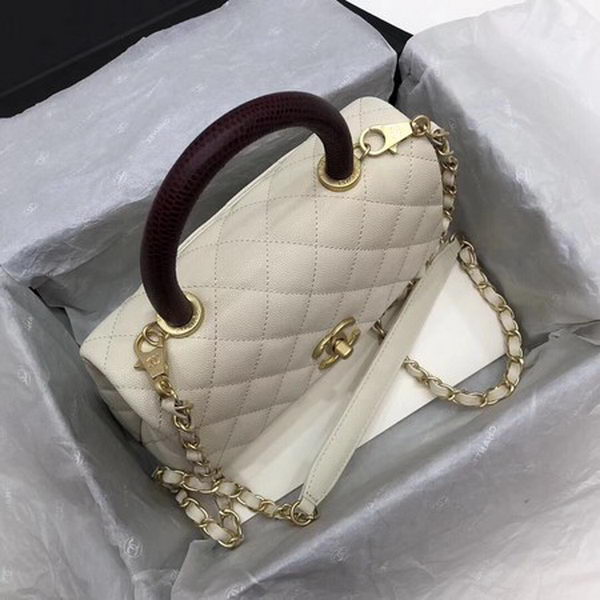 Chanel Classic Top Handle Bag White Cannage Pattern A92290 Wine Chanel Classic Top Handle Bag White Cannage Pattern A92290 Wine