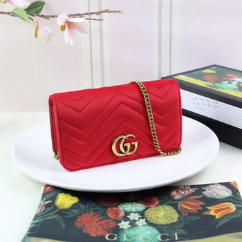 Gucci GG Marmont Embroidered Velvet mini Bag 488426 Red