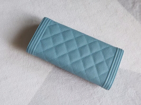 Chanel Boy Matelasse Long Wallet Calfskin Leather CHA5264 Blue Chanel Boy Matelasse Long Wallet Calfskin Leather CHA5264 Blue
