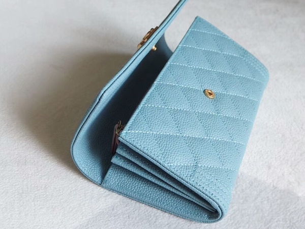 Chanel Boy Matelasse Long Wallet Calfskin Leather CHA5264 Blue Chanel Boy Matelasse Long Wallet Calfskin Leather CHA5264 Blue