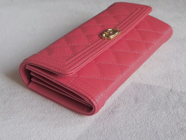 Chanel Boy Matelasse Long Wallet Calfskin Leather CHA5264 Pink Chanel Boy Matelasse Long Wallet Calfskin Leather CHA5264 Pink