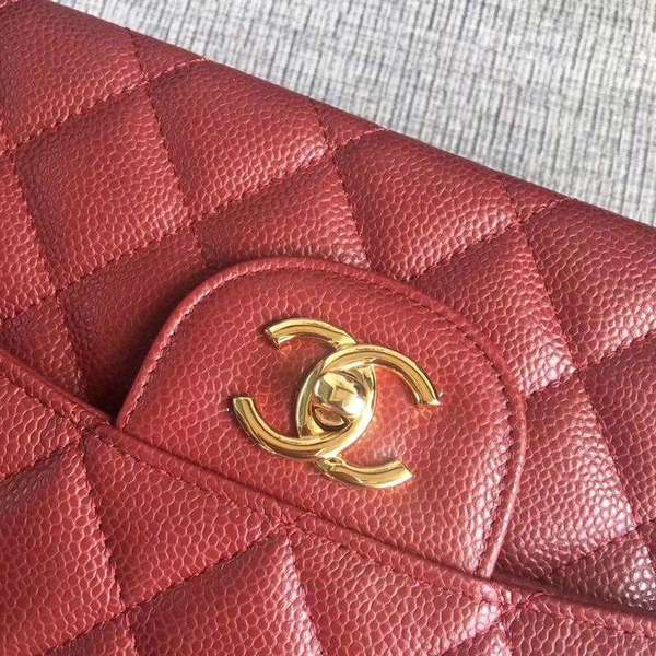 Chanel Flap Shoulder Bags Marroon Original Calfskin Leather CF1113 Gold